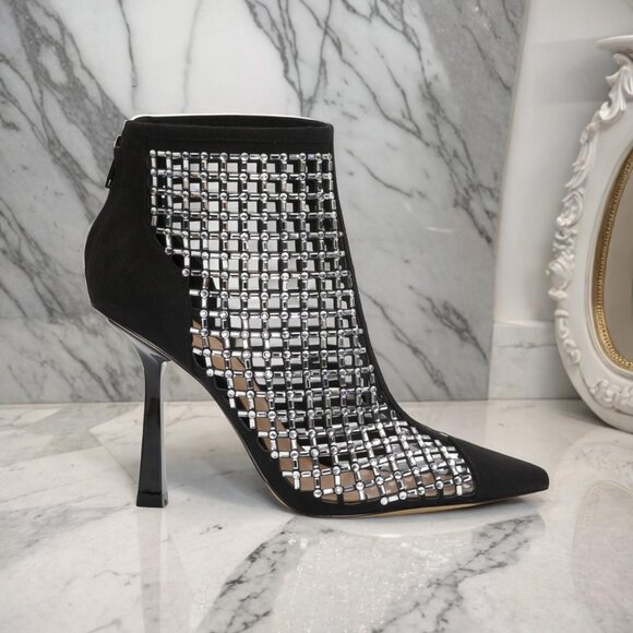 Inc Shoes - Inc Womens Black Embellished Senalda Pointed Toe Stiletto Dress Booties Size 8 M